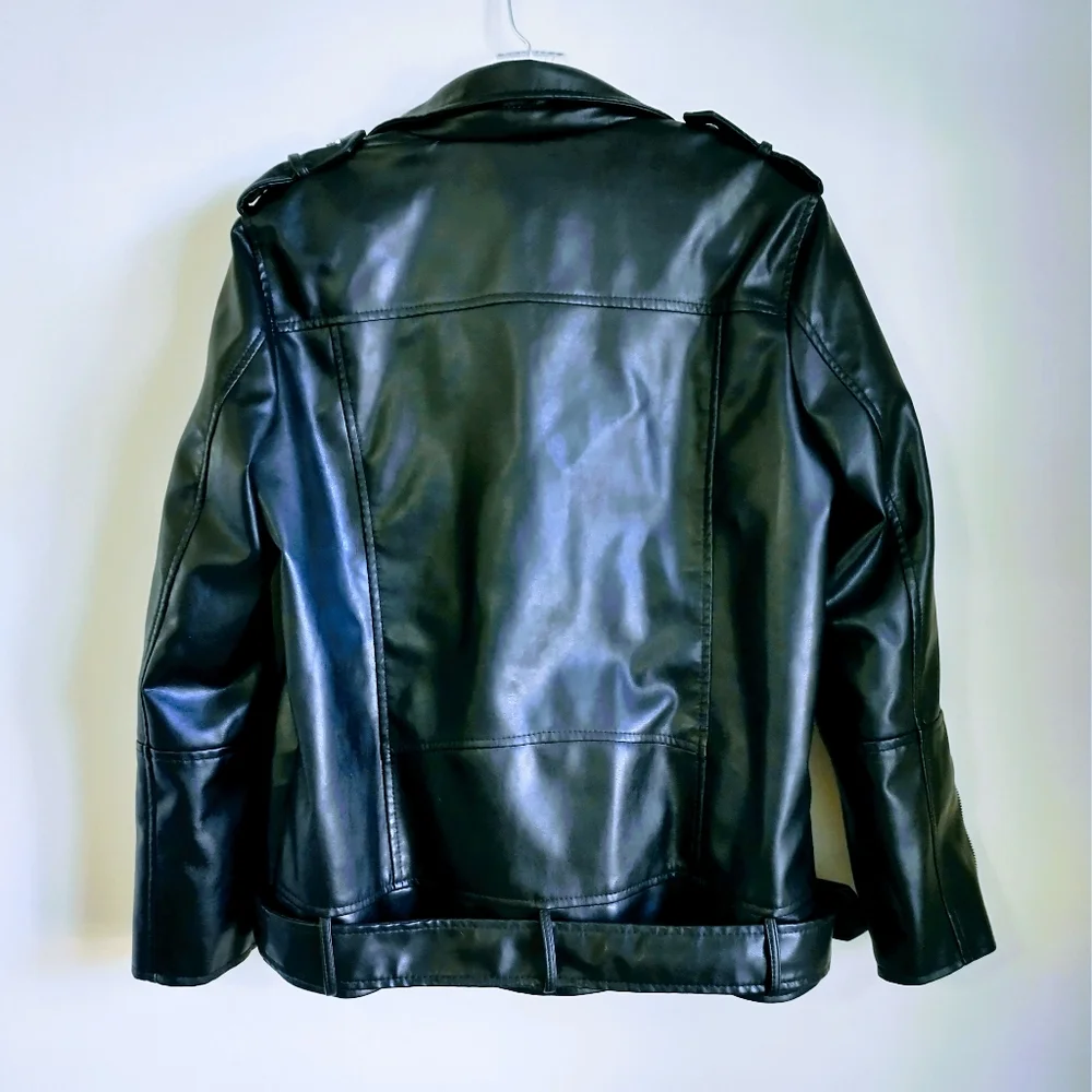 NWOT Shein Black PU Leather Women's Moto Jacket. - Picture 12 of 15